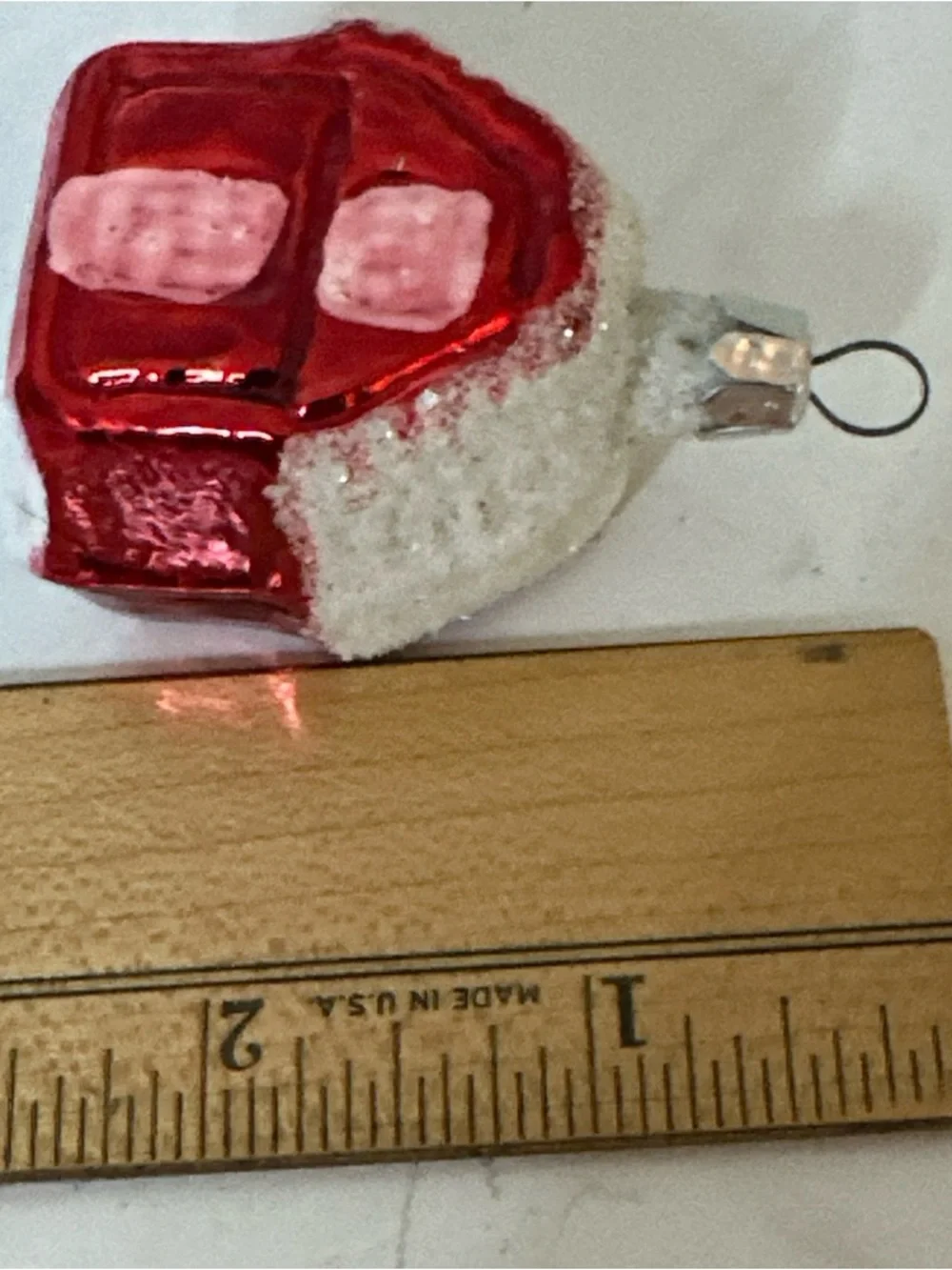 Vintage Blown Glass Christmas Tree Ornament Snow Covered Red House